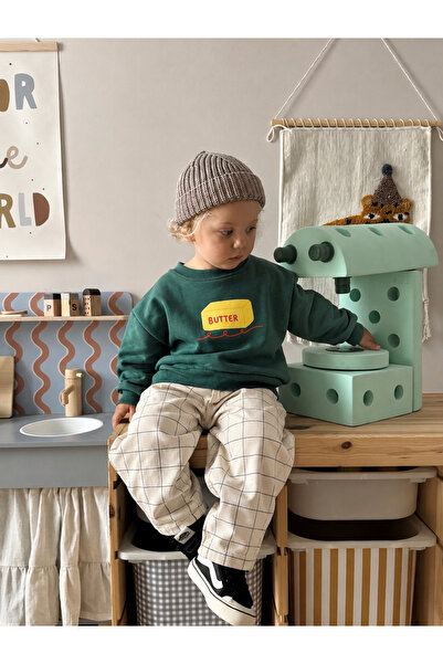 Efia %100 Pamuklu Butter Yazı Baskılı Sweatshirt & Pantolon 2'li Erkek Çocuk ...