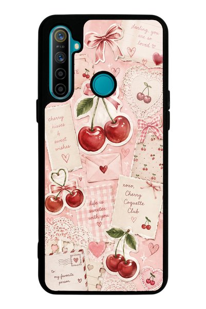 S Mode Realme 5I Glossy Phone Case with Cherry Love Letters Design