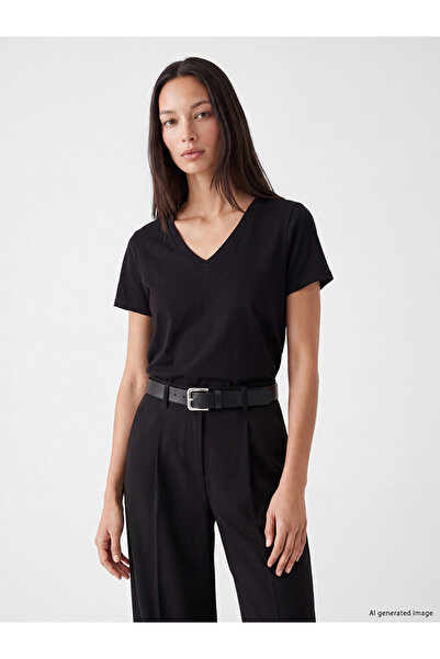 LC Waikiki Lcw Everyday Black V-Neck Women's T-Shirt