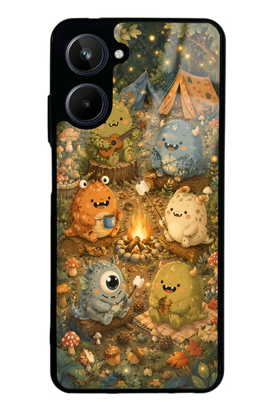 S Mode حافظة هاتف لامعة بتصميم Realme 10 Forest Friends Camp