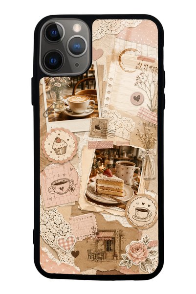 S Mode iPhone 11 Pro Max Glossy Phone Case with Café Love Letters Design
