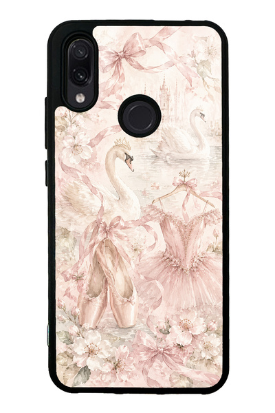 S Mode حافظة هاتف لامعة بتصميم البجعة الوردية لهاتف Xiaomi Redmi Note 7