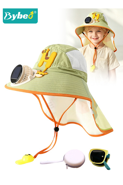BYBEO Kids Sun Visor Hats, Solar Fan Hat for Kids, Rechargeable Hat with Fan ...