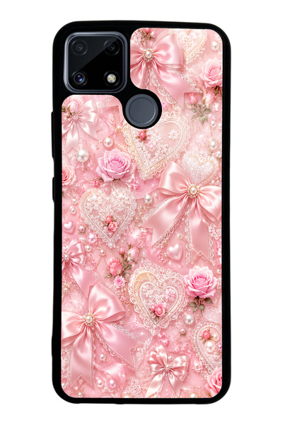 S Mode Realme C25 Pink Lace Romance Design Glossy Phone Case