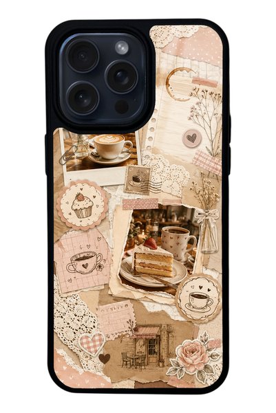 S Mode iPhone 14 Pro Max Glossy Phone Case with Café Love Letters Design