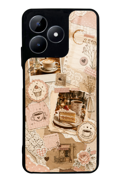 S Mode حافظة هاتف Realme C53 Café Love Letters بتصميم لامع