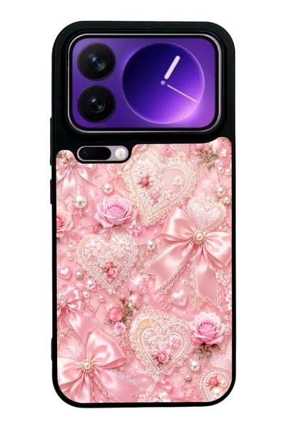 S Mode حافظة هاتف Xiaomi 17 Pro Max بتصميم رومانسي من الدانتيل الوردي اللامع