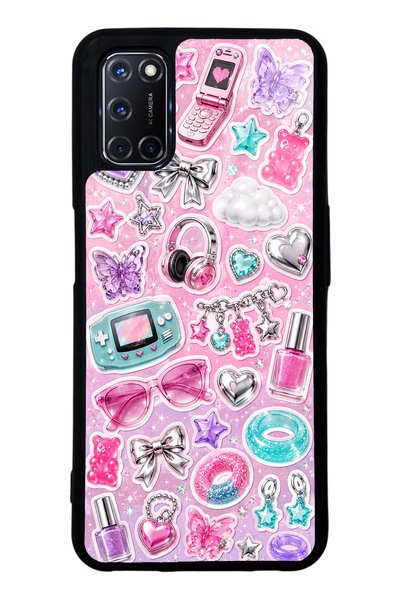 S Mode حافظة هاتف لامعة بتصميم Oppo A52 Y2K Sticker Dreams