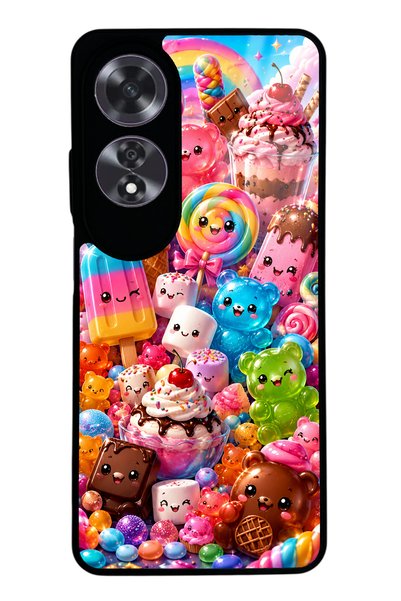 S Mode Oppo A60 Kawaii Candy Party Design Glossy Phone Case