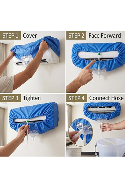 EHOME Air Conditioning Cleaning Waterproof Cover Set with 2.8M Drain Outlet, Protector Dust Washing Bag For Medium Size (1P-1.5P) Wall Mounted AC Service with Pipe