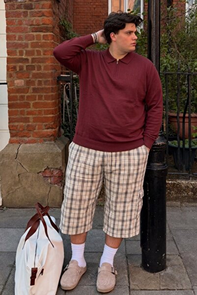 Maccali Men's Plus Size Casual Burgundy Winter Sweatshirt