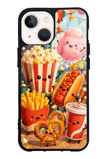 S Mode iPhone 13 Mini Glossy Phone Case with Fun Food Party Design