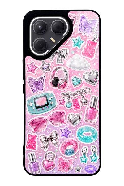 S Mode حافظة هاتف لامعة بتصميم Tecno Pova 7 Pro Y2K Sticker Dreams