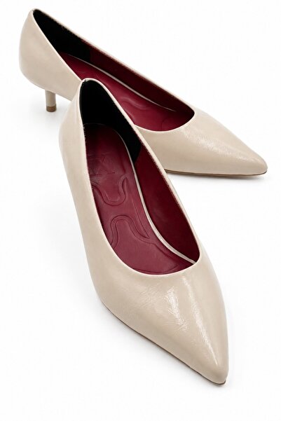 İX Lang Women's Short Heeled Comfortable Sole Pointed Toe Classic Heeled Shoes