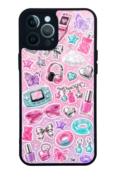 S Mode حافظة هاتف لامعة بتصميم Y2K Sticker Dreams لهاتف iPhone 12 Pro Max