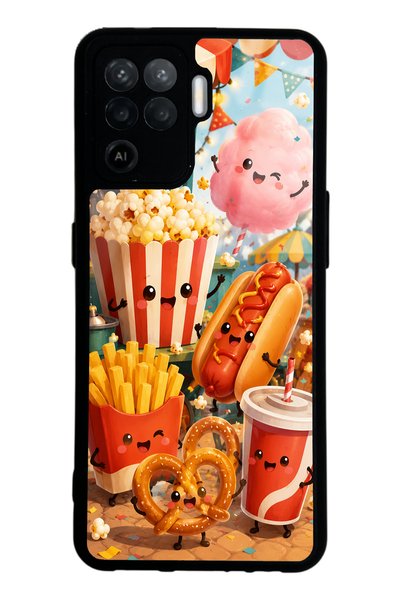 S Mode حافظة هاتف لامعة بتصميم Fun Food Party لهاتف اوبو رينو 5 لايت