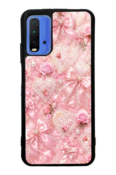 S Mode حافظة هاتف لامعة بتصميم دانتيل رومانسي باللون الوردي لهاتف Xiaomi Redm...