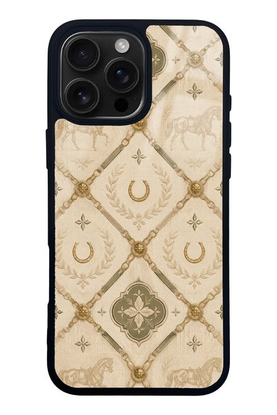S Mode حافظة هاتف لامعة بتصميم Maison Équestre لهاتف iPhone 16 Pro Max