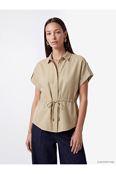 LC Waikiki Vizyon New Season Green Lace-Up Oversize Women's Shirt