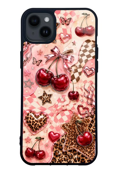 S Mode حافظة هاتف لامعة بتصميم Cherry Rebel Pop لهاتف iPhone 14 Plus