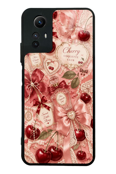S Mode حافظة هاتف Xiaomi Redmi Note 12s بتصميم Coquette لامع مع عطر الكرز
