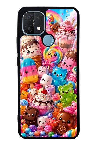S Mode Oppo A15S Glossy Phone Case with Kawaii Candy Party Design