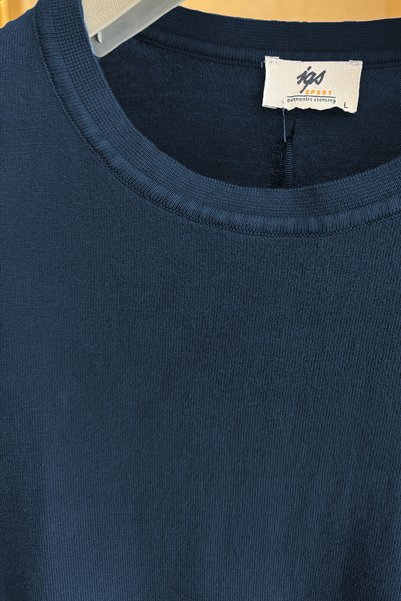 İgs Navy Blue Comfortable Fit Crew Neck Plain 100% Cotton T-Shirt