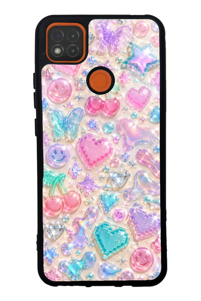 S Mode Xiaomi Redmi 9C Y2K Glossy Phone Case with Jelly Charms Design