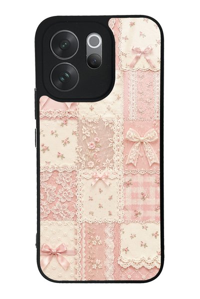S Mode Vivo V70 Glossy Phone Case with Pink Lace Patchwork Design
