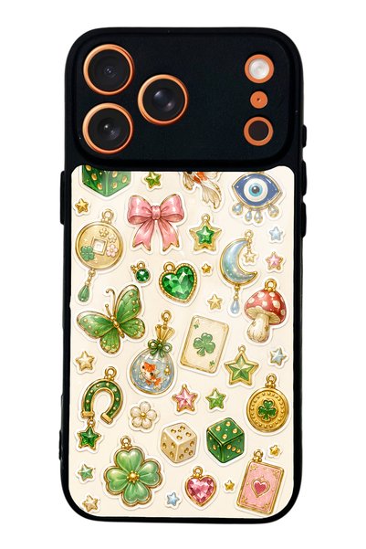 S Mode حافظة هاتف لامعة بتصميم Lucky Star Charms لهاتف iPhone 17 Pro Max