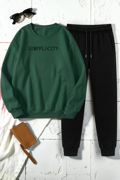 uyguntarz Unisex Simppli City Design Printed Crew Neck Sweatshirt - 2-Piece T...