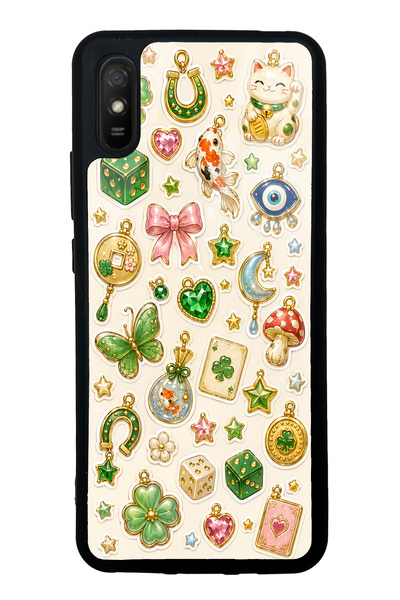 S Mode Xiaomi Redmi 9A Glossy Phone Case with Lucky Star Charms Design