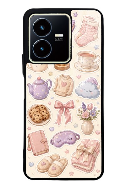 S Mode حافظة هاتف لامعة بتصميم Vivo Y22s Pastel Sleepover