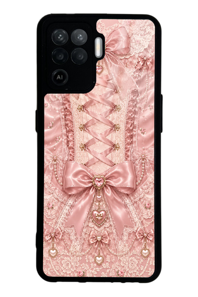 S Mode Oppo Reno 5 Lite Pink Corset Coquette Design Glossy Phone Case
