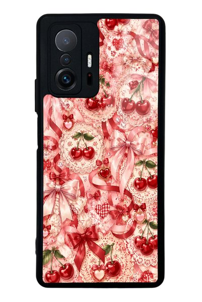 S Mode Xiaomi Mi 11t Glossy Phone Case with Cherry Lace Fantasy Design