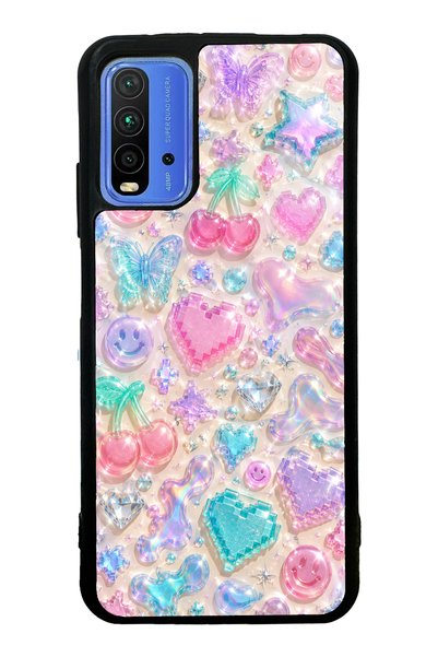 S Mode Xiaomi Redmi 9t Y2K Glossy Phone Case with Jelly Charms Design