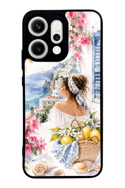 S Mode غطاء هاتف أوبو رينو 14 بتصميم بوزيتانو أزرق لامع