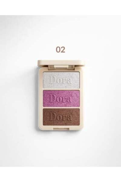 DORA باليت هايلايتر ثلاثي الألوان وظلال عيون معدنية لامعة لمكياج مخملي ساحر و...