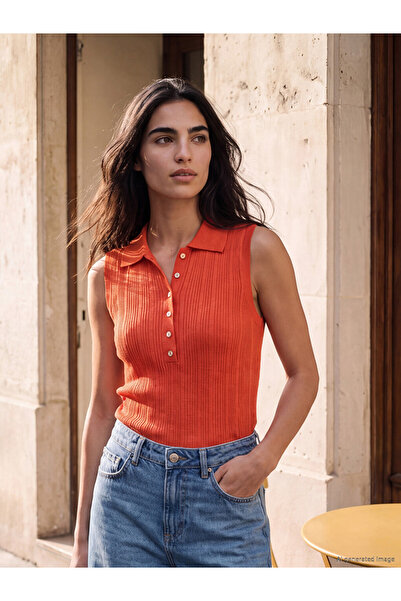 LC Waikiki Peak New Season Red Polo Neck Women's Knitwear Undershirt