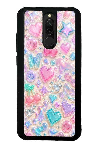 S Mode Xiaomi Redmi 8 Y2K Glossy Phone Case with Jelly Charms Design