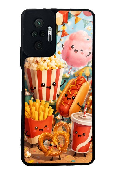 S Mode حافظة هاتف لامعة بتصميم Fun Food Party لهاتف Xiaomi Redmi Note 10 Pro