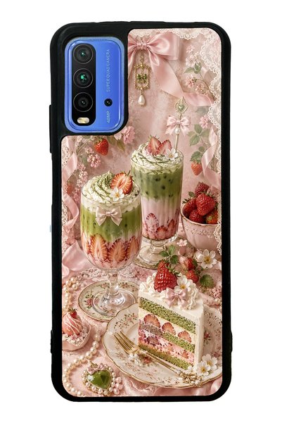 S Mode حافظة هاتف لامعة بتصميم Xiaomi Redmi 9T Berry Matcha Dream