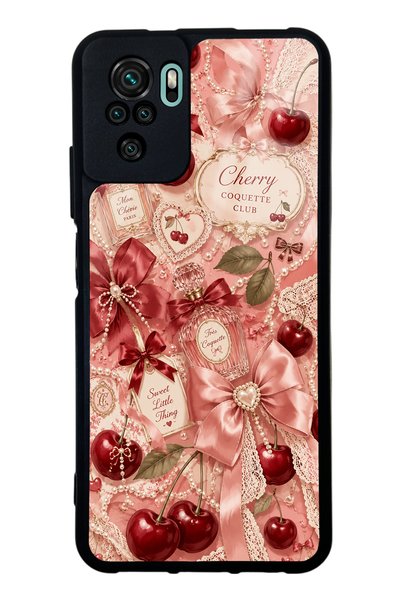 S Mode حافظة هاتف لامعة بتصميم Coquette من Xiaomi Redmi Note 10 Cherry Parfum