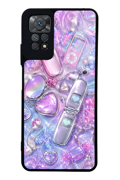 S Mode حافظة هاتف Xiaomi Redmi Note 11 Pro بتصميم Chrome Heart Y2K لامعة