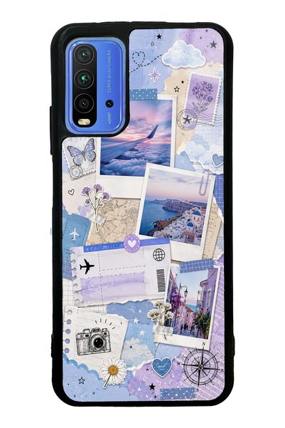 S Mode حافظة هاتف Xiaomi Redmi 9T بتصميم Pastel Travel Diary لامعة