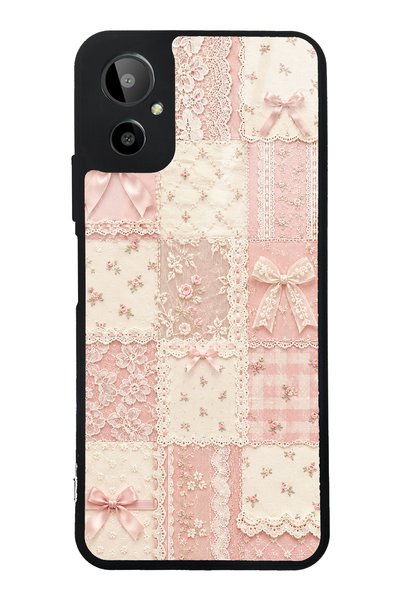 S Mode Gm 23 Se Glossy Phone Case with Pink Lace Patchwork Design