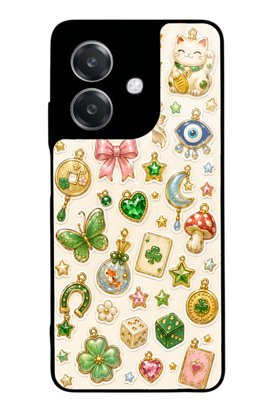 S Mode Oppo A3 Glossy Phone Case with Lucky Star Charms Design