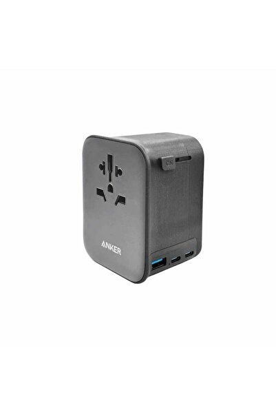 Anker multi-port travel adapter with 65W power, one USB port, and two Type-C ...