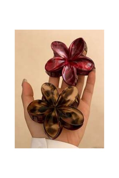 OEM Agrafe de păr mari și ușoare din plastic, cu model leopard roșu și ombre