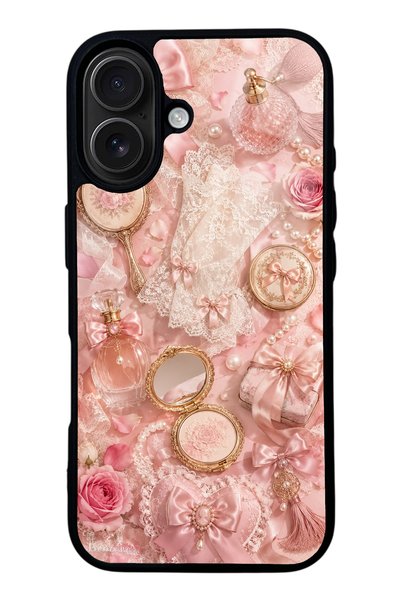 S Mode iPhone 16 Glossy Phone Case with Vintage Rose Vanity Design